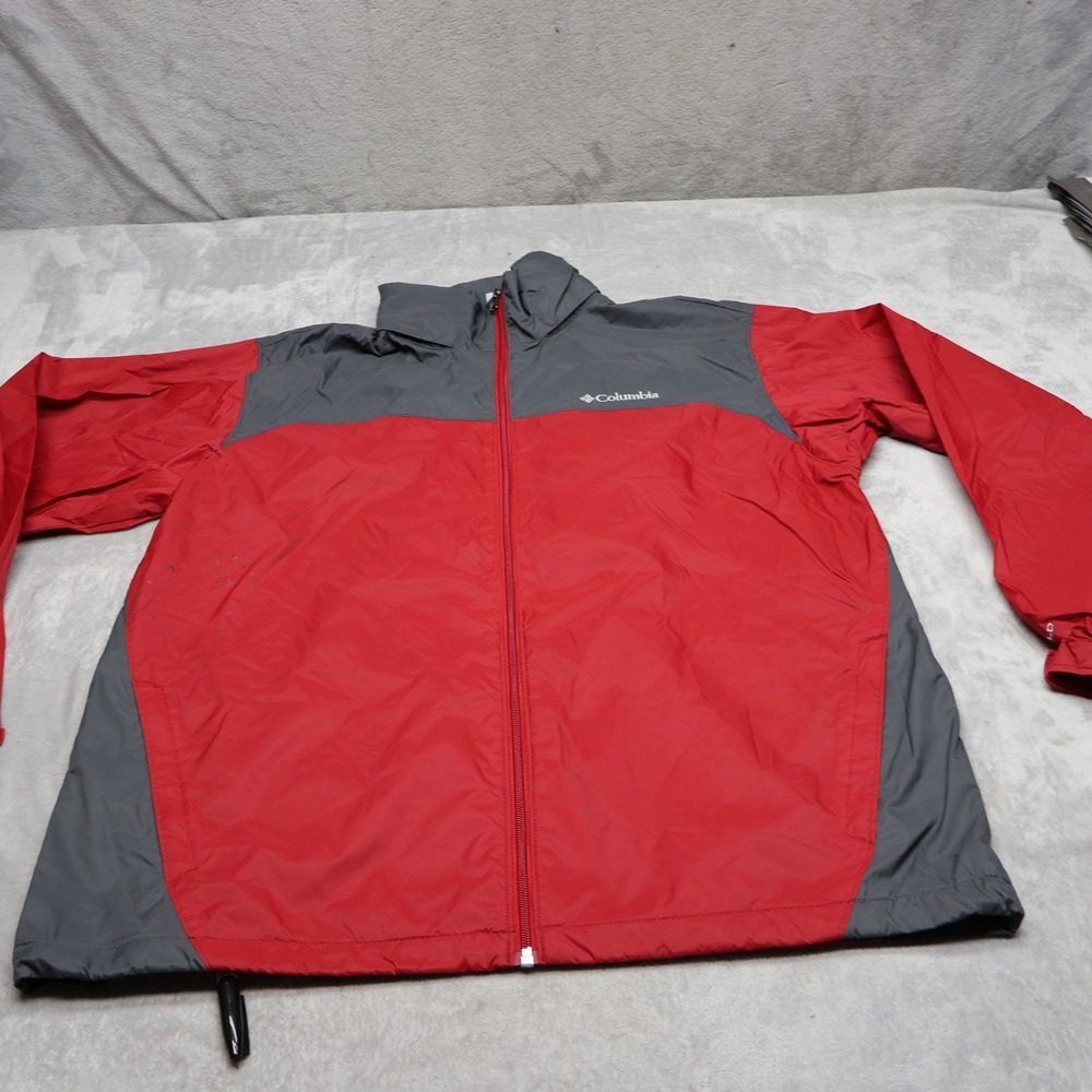 Columbia Jacket Mens Large Red Glennaker Lake II Light Packable Rain Windbreaker